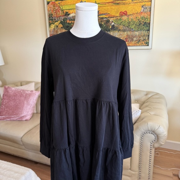 Zara Black Ribbed Collar Top - Picture 3 of 8